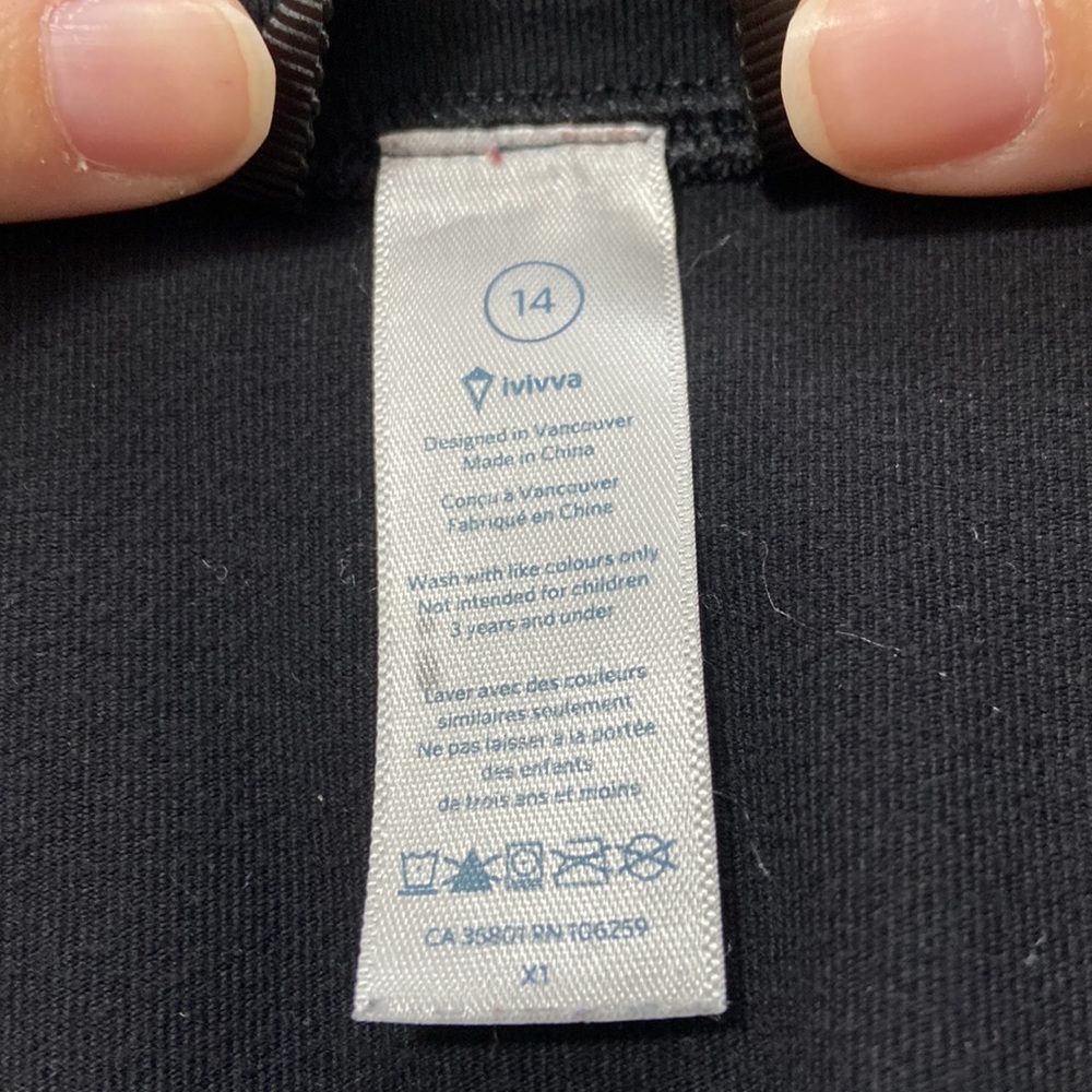 Girl’s ivivva by Lululemon black full zip athletic jacket. Size 14. - Picture 9 of 15